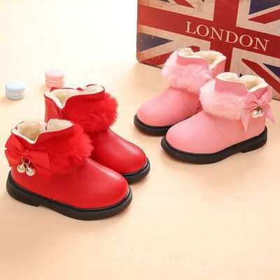 prewalker  Plush girl Baby Shoes winter new pattern 1-3-6 Children children Little Girl keep warm Princess shoes
