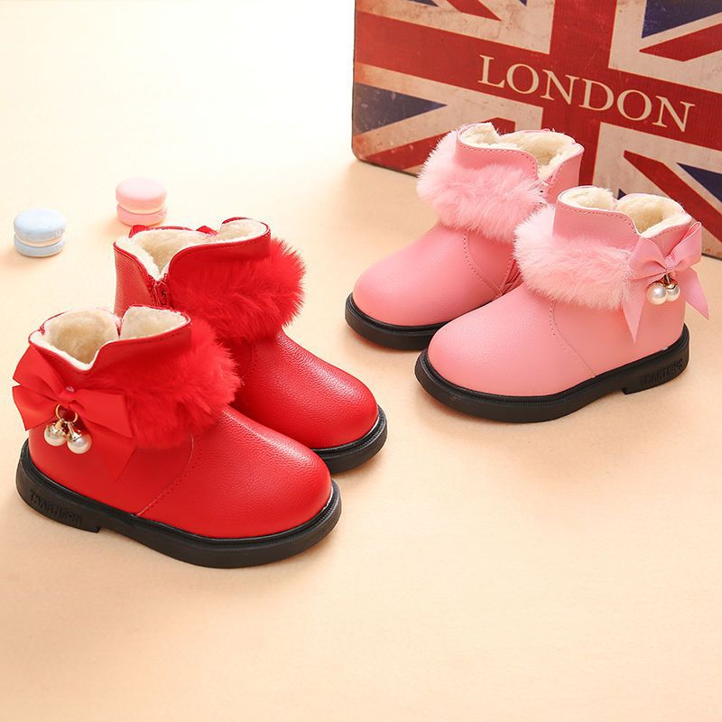 prewalker  Plush girl Baby Shoes winter new pattern 1-3-6 Children children Little Girl keep warm Princess shoes