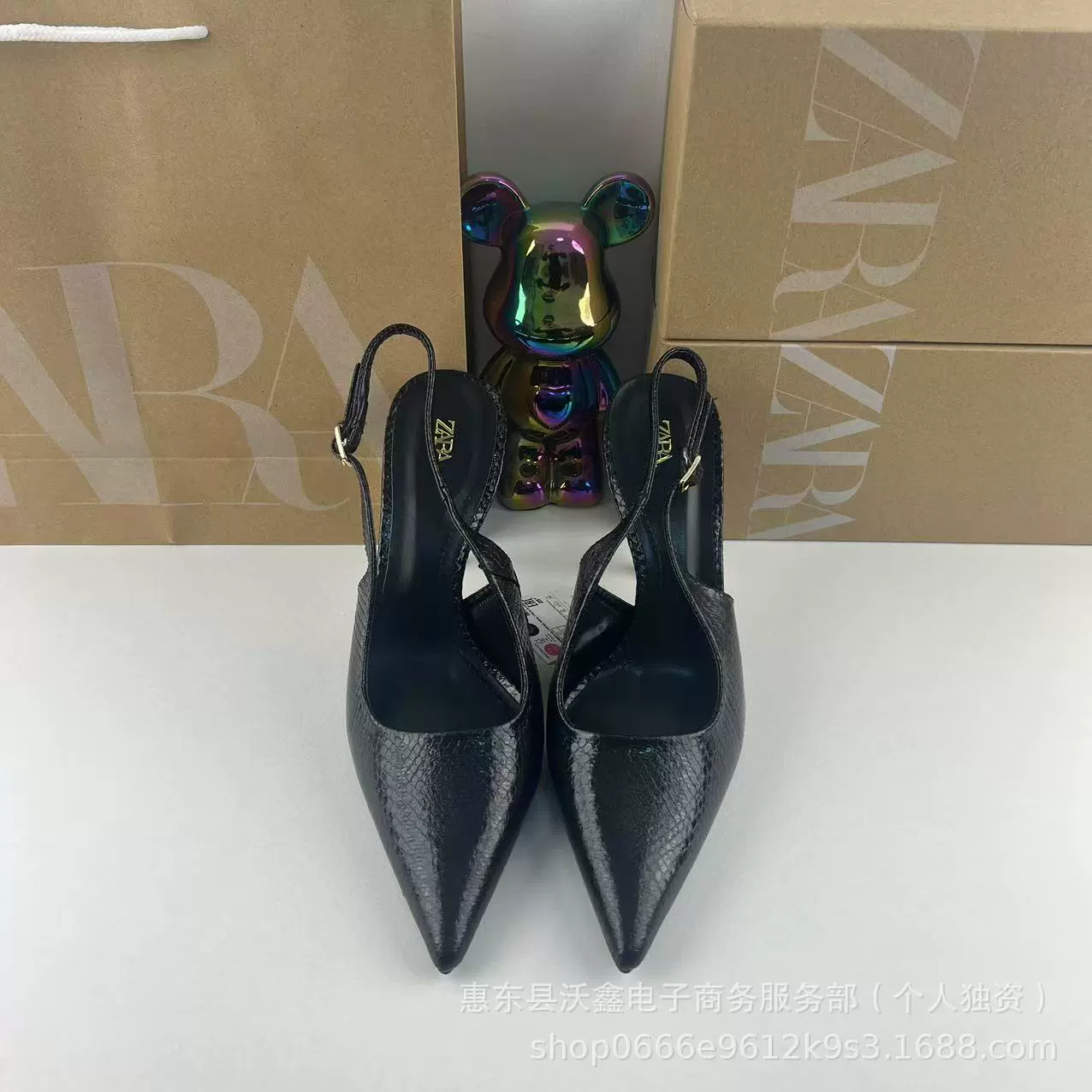 ZAR новые весенние женские туфли с черным змеиным рисунком