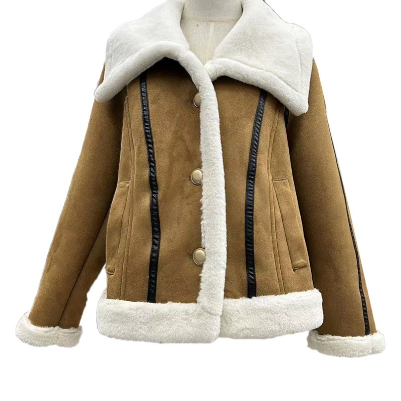 Заводская оптовая имитация норки меховая куртка из одного пальто зимой новый воротник с толстым и экологически чистым мехом короткий топ женский