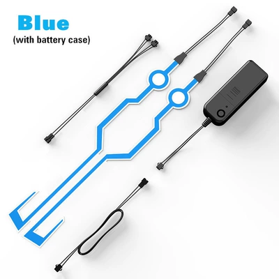 Cross-border cool helmet light bar Cold light sheet - one-to-two-helmet-strips-rechargeable-model-blue