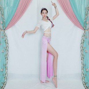 Baiya Qianhui Belly Dance Clothing 2025 Summer New Short-Sleeved Tops Oriental Dance Practice Group Uniforms Performance Costumes