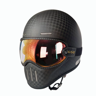Foreign Trade Export Carbon Fiber Retro, Motosiklet kaskı (dəbilqə) - matte-12k-color-mirror-m55-56