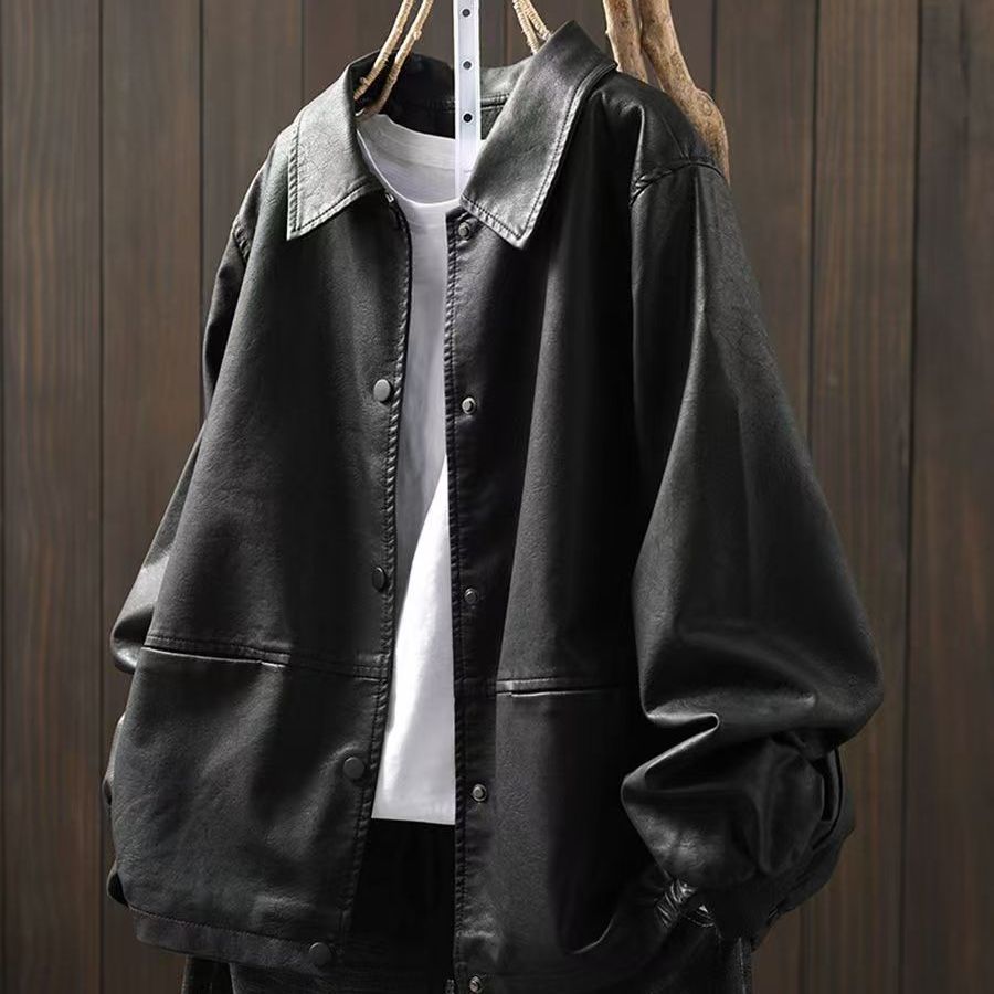 New Style Women's Loose Plus-Size Motorcycle Casual Pu Leather Jacket with a Turn-Down Collar, Short Coat Direct from Manufacturer