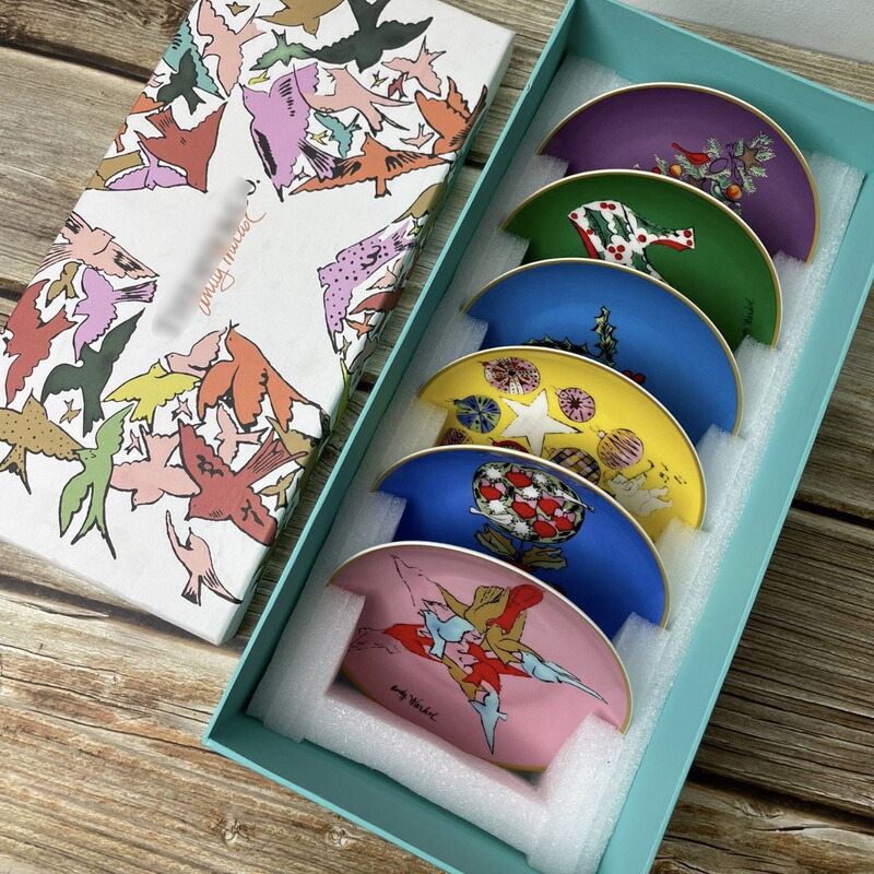 T family six-piece gift-giving good color dessert plate afternoon tea snack plate creative spit bone plate tableware suit