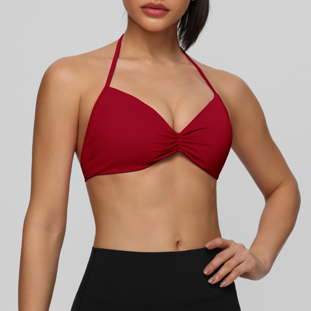 Europa y América Amazon nylon ropa interior de fitness sexy cintura delgada colgante bra deportivo desnudo chaleco de yoga rápido secado