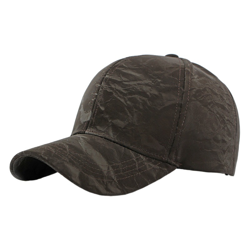 Estilo coreano de moda de primavera y otoño nuevo cepillado pu cuero duro superior gorra de béisbol hombres y mujeres casual todo partido sol-prueba casquillo hombres