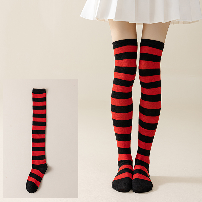 Calcetines Largos Bucaneras a Rayas para Mujer de Poliéster y Spandex, Absorción del Sudor, para Cosplay image 20