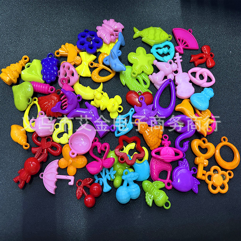 Cross-border Solid Color Flower Animal Acrylic Hanging Beads Loose Beads DIY Handmade Bracelet Beaded Jewelry Accessories Pendant