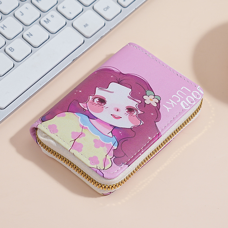 Bolsa de tarjetas de órgano de dibujos animados nueva dama hermosa bolsa de cambio corta japonesa de gran capacidad multi-tarjeta bolsa de tarjetas de tarjetas
