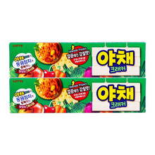 韓國進口樂天蔬菜薄脆蘇打餅干83g盒裝獨立小包裝代餐休閑零食品