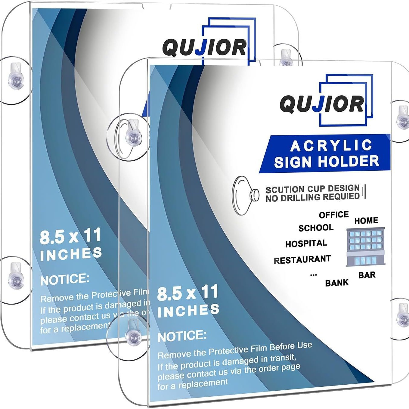 亚克力窗户标志支架吸盘 8.5 x 11