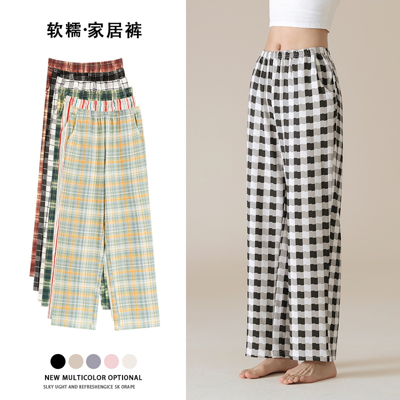 Pantalones de pijama de mujer primavera y otoño pantalones largos de algodón casuales sueltos de moda se pueden usar pantalones caseros de algodón de verano