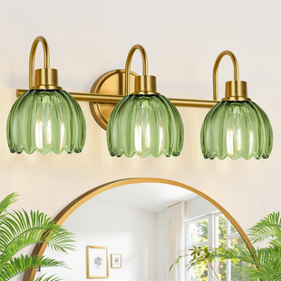 Cross-Border Retro Flower Glass Wall Lamp Modern Simple Scandinavian Bedside Lamp Tv Background Wall Bathroom 3-Head Mirror Front
