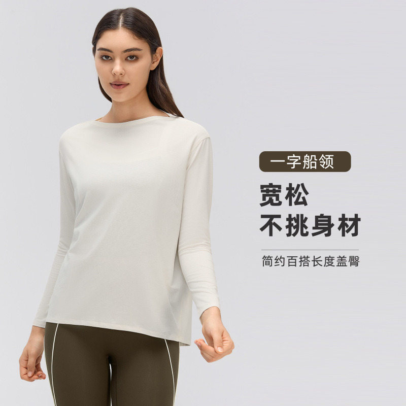 Women's one-shoulder yoga long-sleeve top, breathable, loose-fitting, casual, versatile, suitable for running and fitness, autumn style, D26132 Women's one-shoulder yoga long-sleeve top, breathable, loose-fitting, casual, versatile, suitable for running and fitness, autumn style, D26132