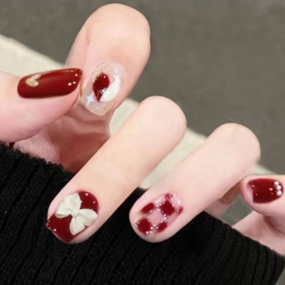 Venta caliente en Europa y América, parche de uñas dulce y fresco con incrustaciones de diamantes, uñas postizas de comercio exterior desmontables, piezas de uñas de uso transfronterizo terminadas image 21
