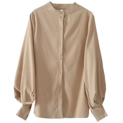 Ladies Bubble Sleeve Shirt with Design Sense, Unconventional Blouse, 2025 Spring Collection New Release, Maillard Style, Lantern Sleeve Top