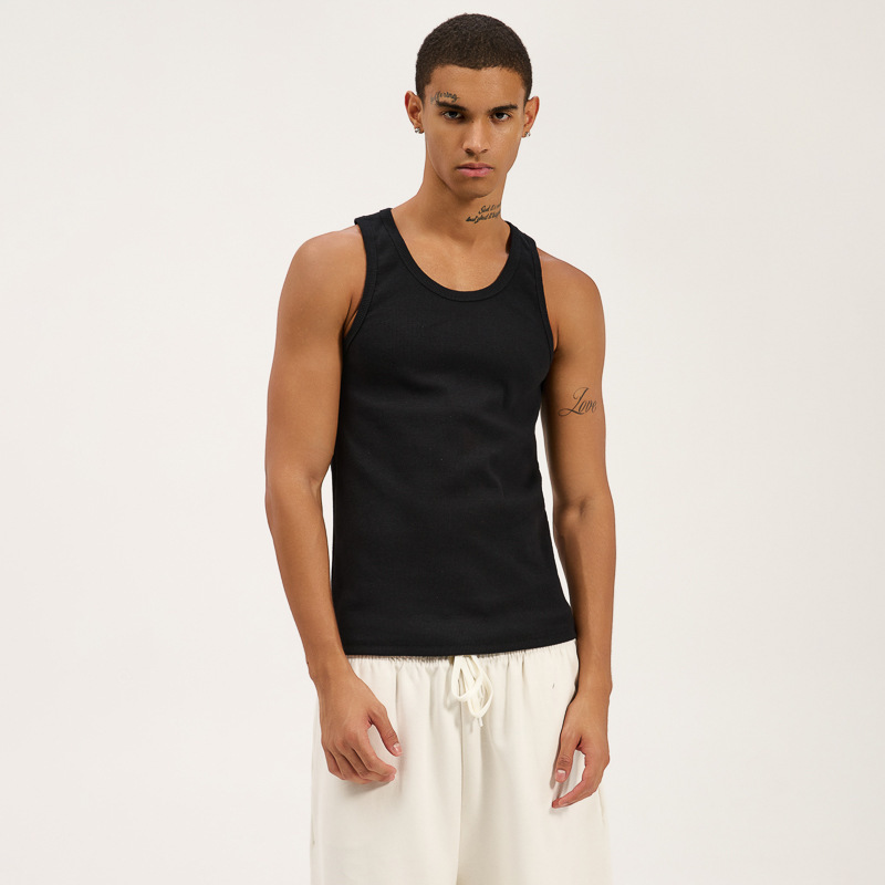 400g Men's Ribbed Vest Wholesale Sports Slim-Fit Base Vest Summer New Sports Sleeveless Vest 400g Men's Ribbed Vest Wholesale Sports Slim-Fit Base Vest Summer New Sports Sleeveless Vest