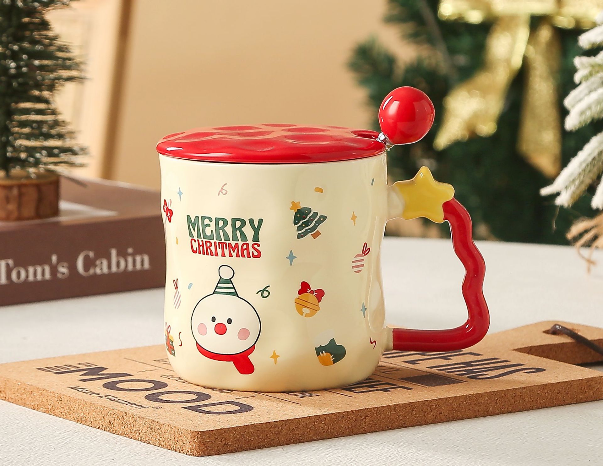 Christmas Festival Christmas Casual Vacation Cartoon White Porcelain Water Bottles 1 Piece