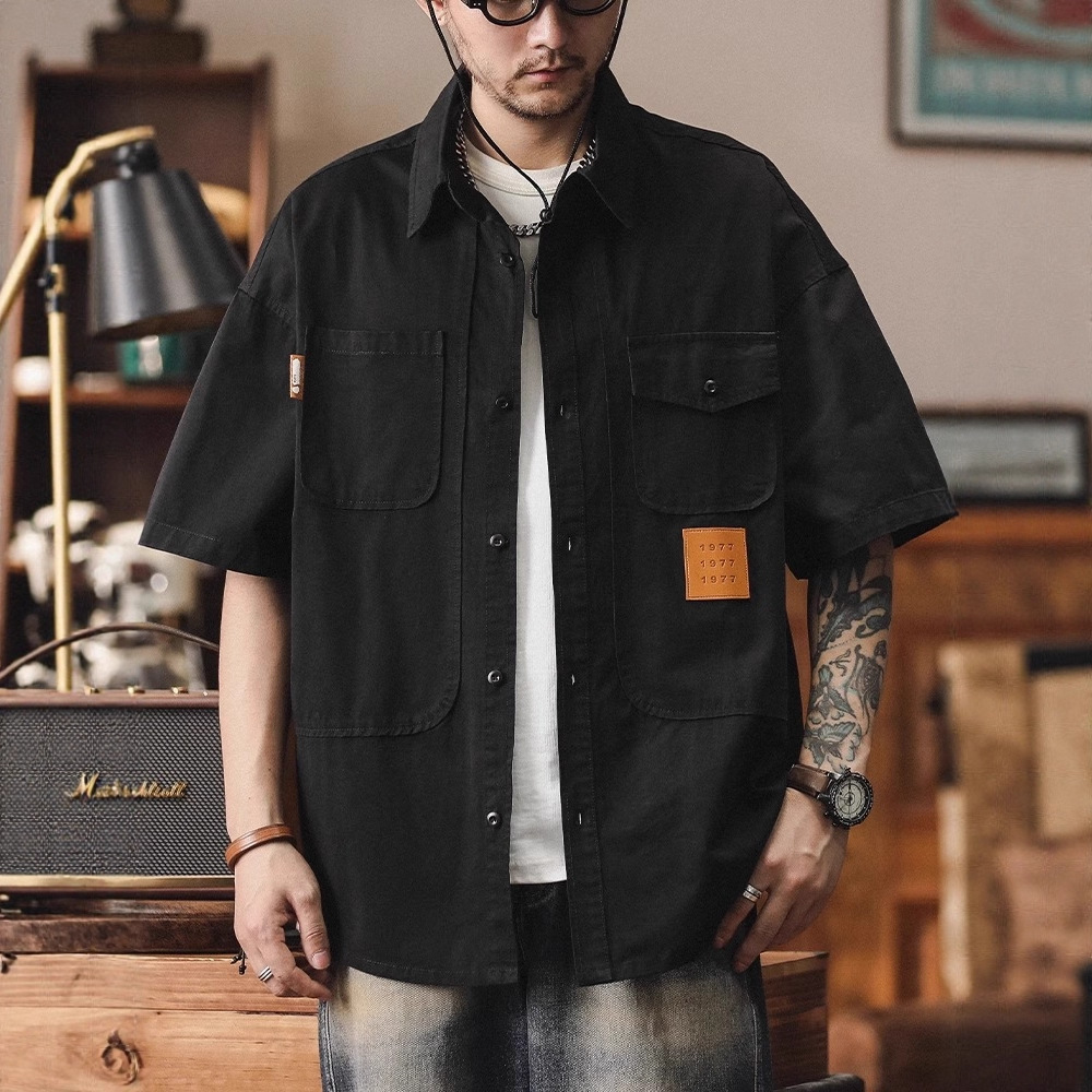 Wholesale American-Style Work Shirts for Men, New Chinese-Style Loose Casual Turn-Down Collar Shirts, Simple Trendy Thin Jackets