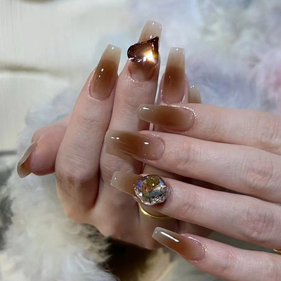 Light extravagance love Wearing Strobe nail Patch Autumn and winter Nails Fake nails Nail enhancement Patch finished product