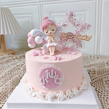 网红甜品台周岁生日蛋糕装饰配件翅膀芭蕾女孩贝拉公主天使摆件