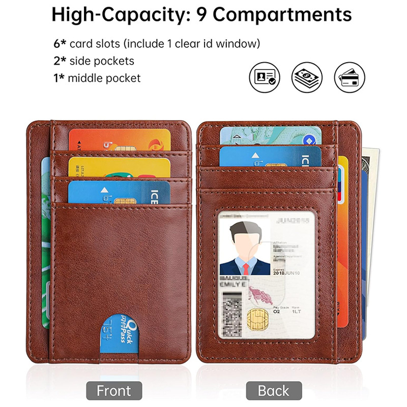 Traje de identificación delgado y liviano transfronterizo, tarjetero ins, cuero para mujer, tarjetero de control de acceso, tarjetero antimagnetizante, sentido avanzado para hombres