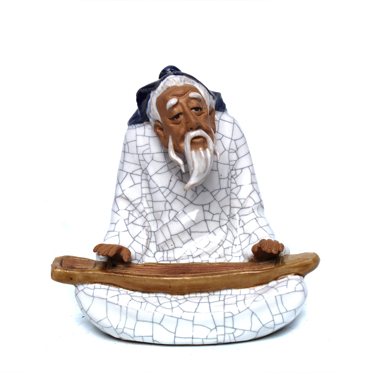 弹琴钟馗达摩特色纯手工石湾公仔人物陶瓷工艺品摆件客厅书房摆设