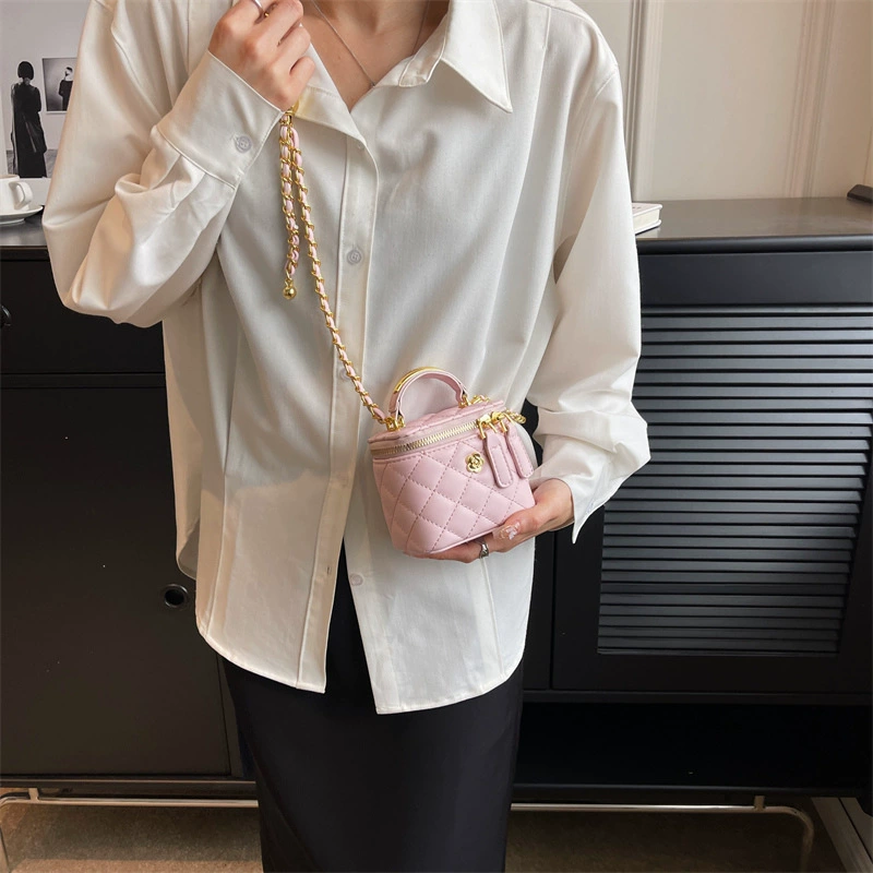 Square box, trend fashionable small bag, universal shoulder bag with diamond pattern
