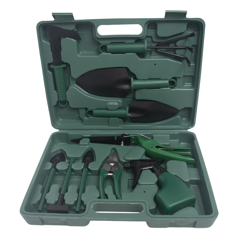 Portátil de acero inoxidable jardinería casera suelo suelto placa móvil de plantación de verduras flores en maceta plantación pala conjunto de herramientas de maleta