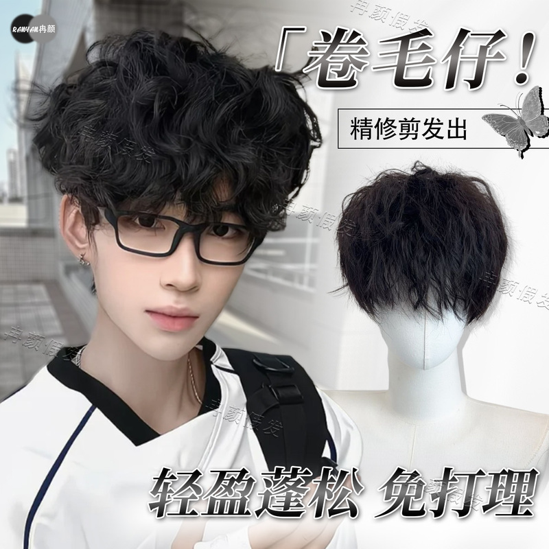 Leslie Curly Wig for Men, Natural Fluffy Wool Curls, Short Hair, Japanese Style Versatile Men's Small Curls, Realistic Full Wig Leslie Curly Wig for Men, Natural Fluffy Wool Curls, Short Hair, Japanese Style Versatile Men's Small Curls, Realistic Full Wig