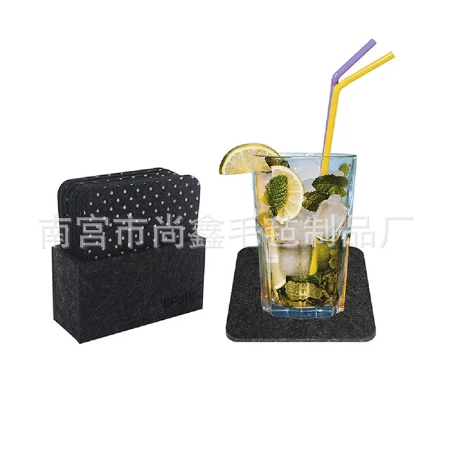 跨境专供毛毡防滑杯垫亚马逊新款防滑杯垫套装隔热垫饮料杯垫茶杯