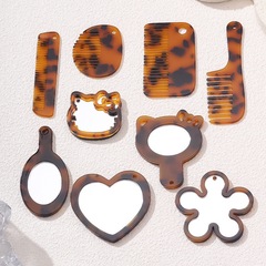 大衆デザインアニメかわいい酢酸猫豹紋化粧鏡鍵ストラップ装飾DIYアクセサリー部品