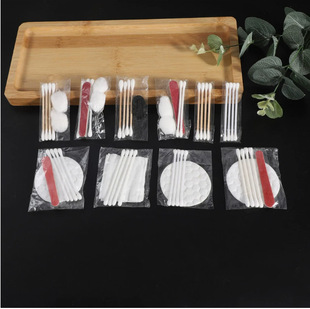 Hotel Room Disposable Cotton Swabs Hotel Care Set Wooden Handle Cotton Swabs Double-Ended Ear Picks 4-Pack Care Kit