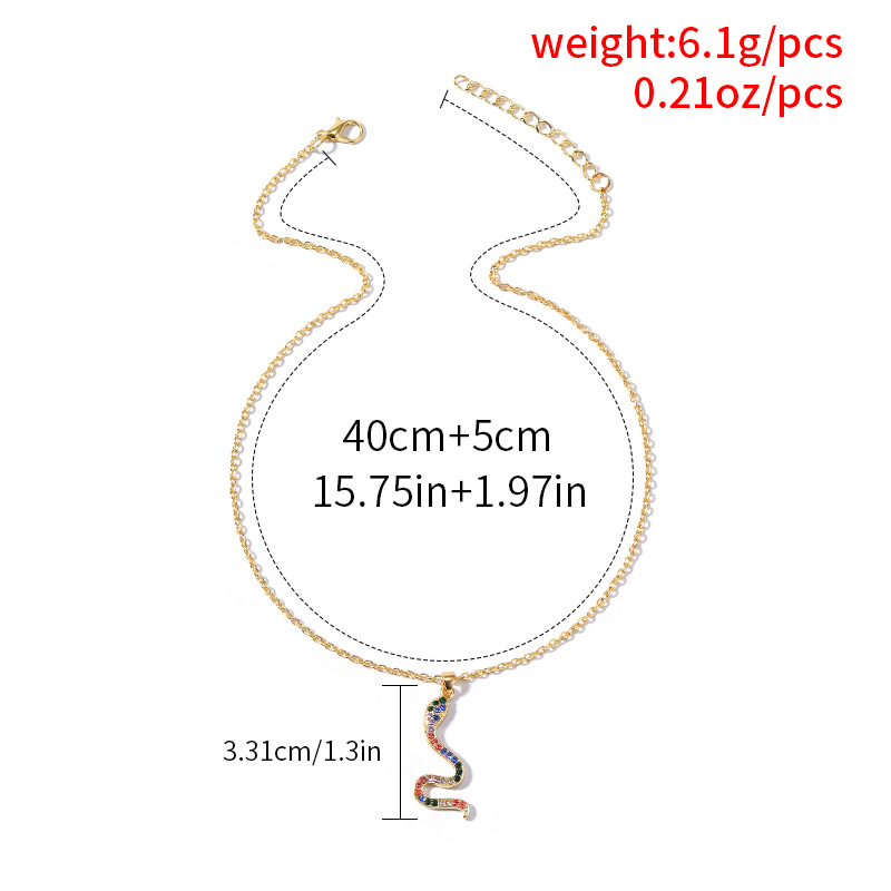 fashion simple gold-plated crystal snake-shaped alloy necklace