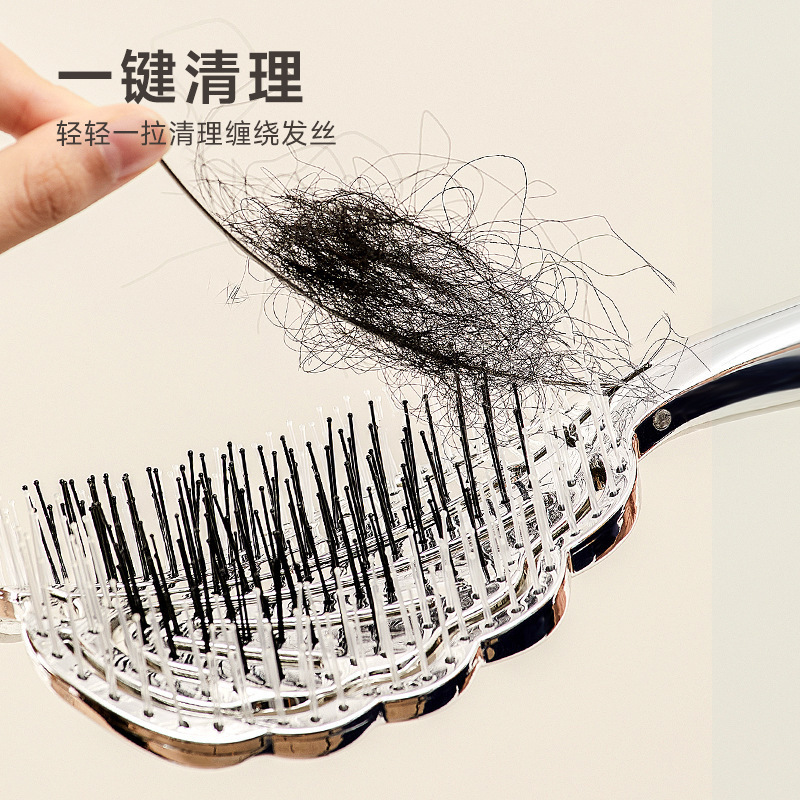 女性用ロングヘアカーリングマッサージ用の背の高い頭頂部用の豚バラコーム、家庭用ヘアスタイリング、ふわふわの大きなコーム|undefined