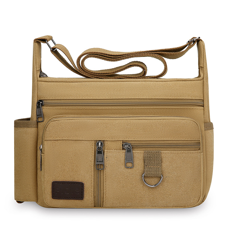 Korean Style Men's Bag That Can Hold Water Bottles, Mobile Phone Bag, Canvas Bag, Men's Mobile Phone Bag, Large Capacity Backpack, Casual Shoulder Crossbody Bag