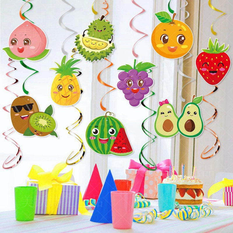 Fiesta de verano decoración espiral colgante, fruta de verano colgante espiral colgante techo colgante decoración colgante colgante