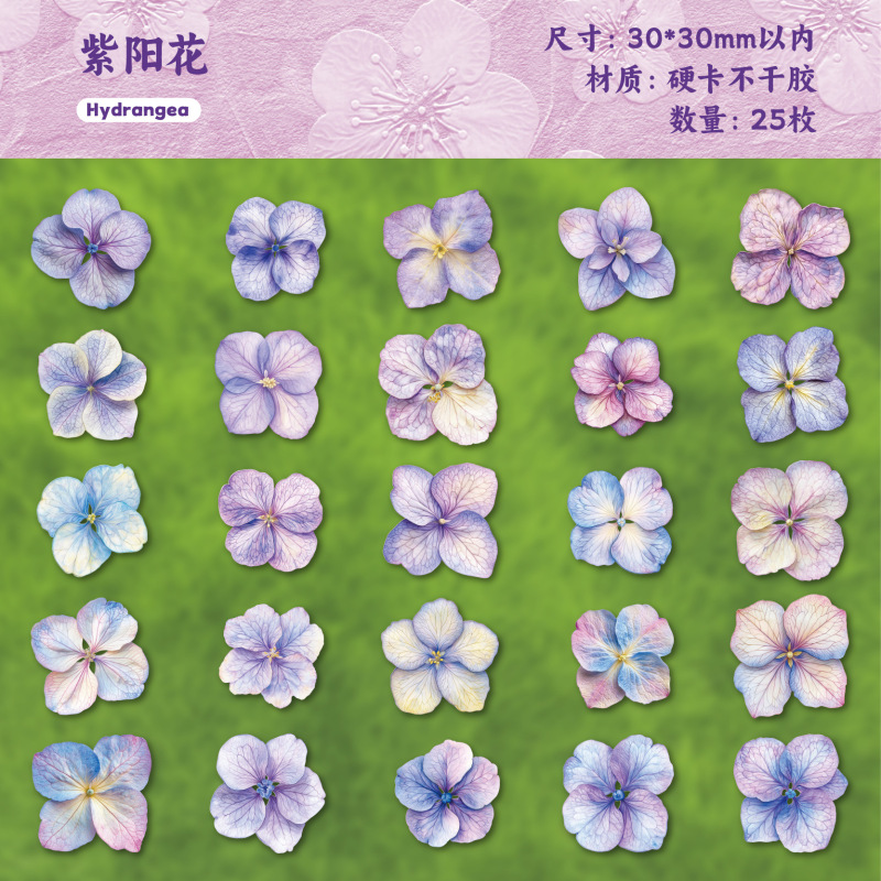 Retro Story贴纸包朵朵系列手绘花卉主题手账DIY装饰贴25枚入6款|undefined