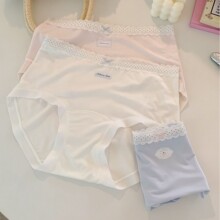 A374内裤女夏薄款桑蚕丝内裤10A抗菌桑蚕丝底裆蕾丝纯欲女士内裤