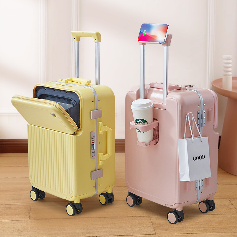 Pc Aluminum Frame Trolley Suitcase 20inch Multi-Functional Carry-On Password Lock Suitcase Stylish Travel Suitcase with Silent Universal Wheels Lightweight Pc Aluminum Frame Trolley Suitcase 20inch Multi-Functional Carry-On Password Lock Suitcase Stylish Travel Suitcase with Silent Universal Wheels Lightweight