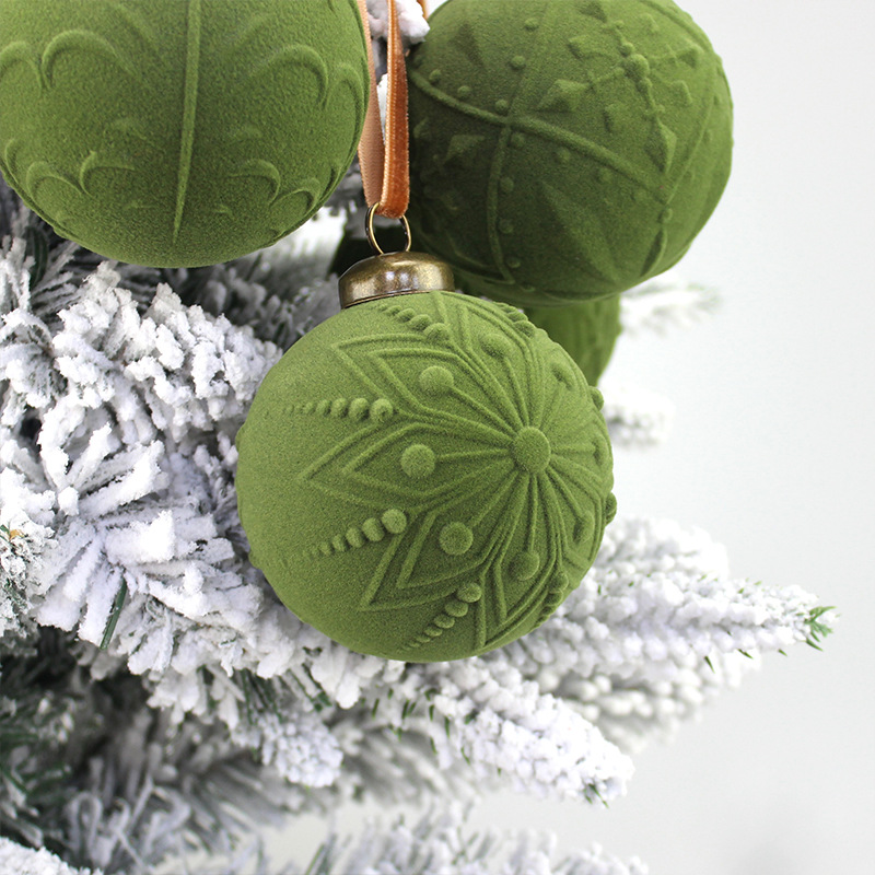 Bolas de Navidad flocado bolas de Navidad bolas de Navidad 8cm / 12pcs bolas de Navidad árbol de Navidad colgante de decoración Navidad