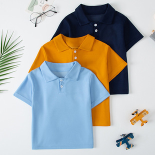 Cross-border American Version Children's POLO Top T-shirt Solid Color INS Style Boys and Girls Fashion All-match Casual Top for Boys