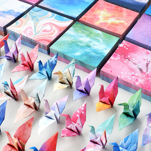 Twelve constellations paper crane origami special paper colorful starry sky love square children's kindergarten handmade colored paper