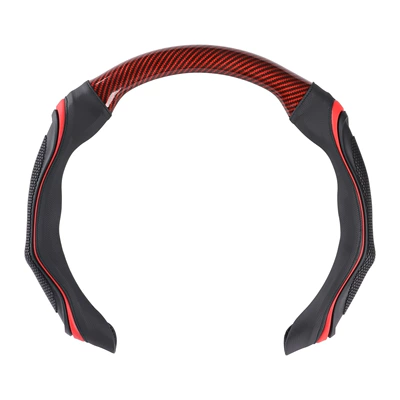 Steering wheel cover Cover, Silicone Non-Slip Breathable Massage - red-38cm