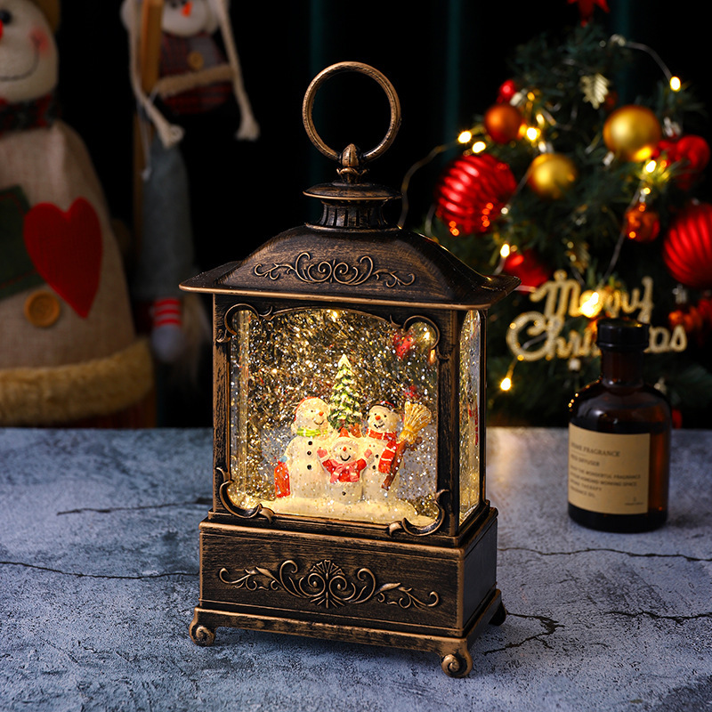 Decoraciones navideñas, linternas navideñas, luces de Santa Claus, luces de agua, bandas luminosas de música retro, adornos luminosos de escritorio