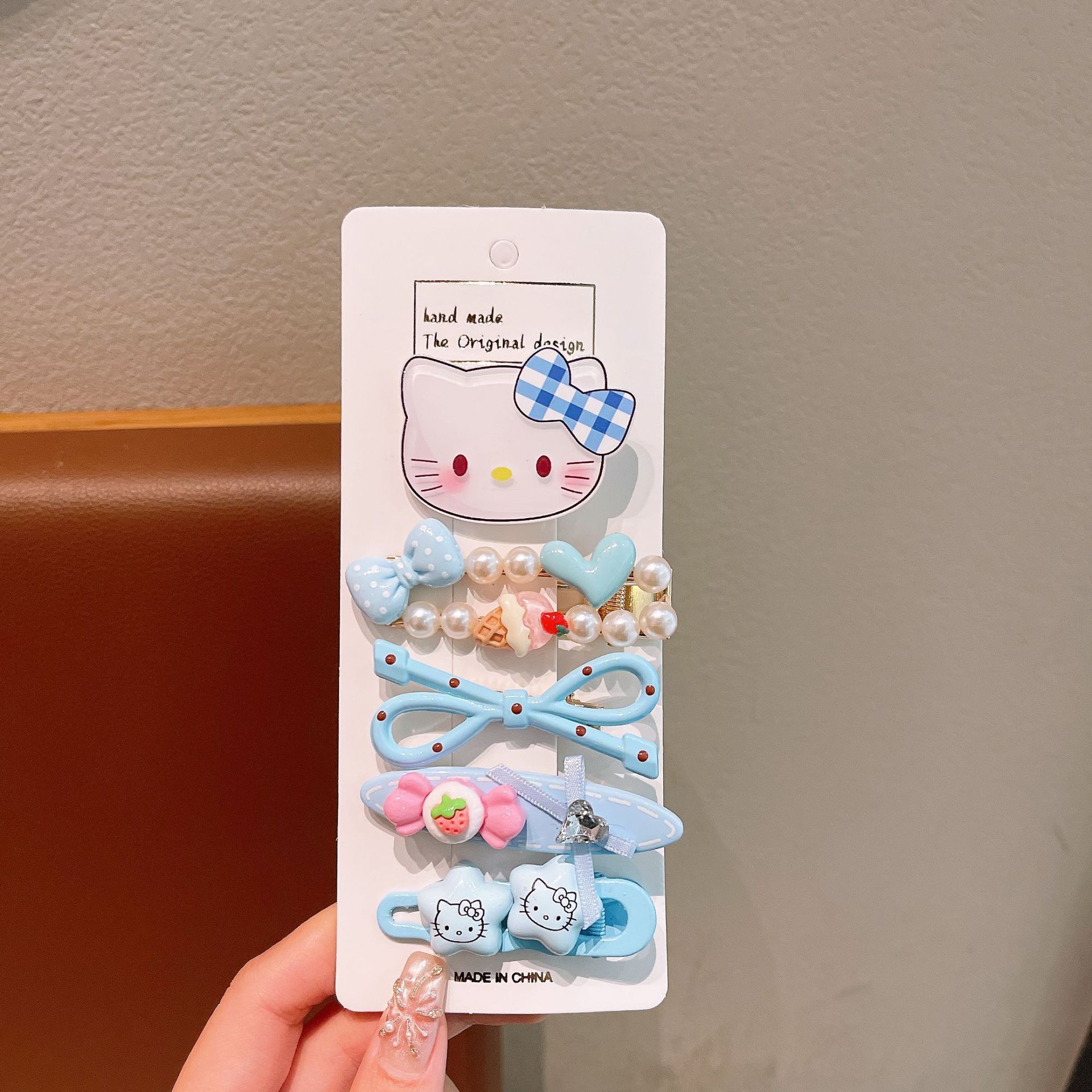 3#블루 KT 고양이 머리핀 5종세트 [카드세트]