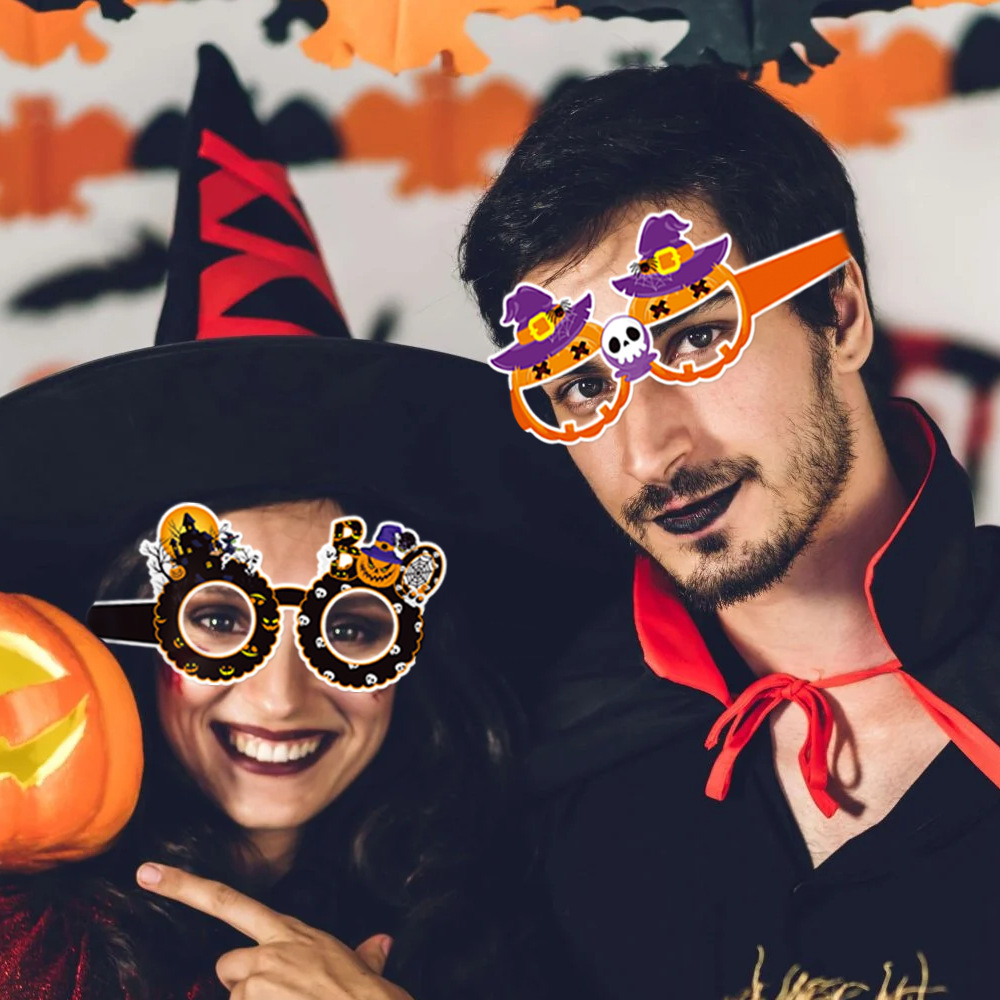 Cruzar la frontera nueva decoración de Halloween gafas de papel fantasma fiesta Festival divertido foto apoyos calabaza gafas de araña
