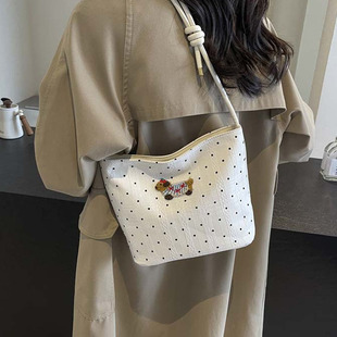 Amy Rabbit Women's Bag 2024 New Fashion All-match Polo Dot Design Niche Casual Simple Textile Shoulder Crossbody Bag