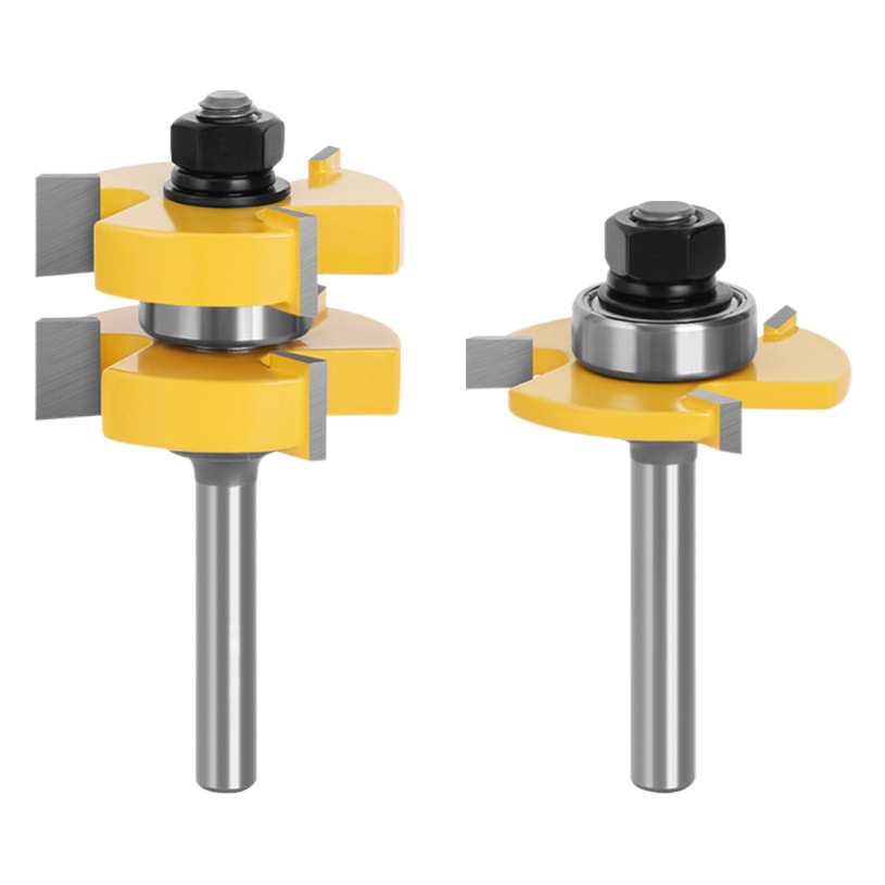 8mm de tres dientes de tipo T Tenon cuchillo de empalme cuchillo de piso de carpintería fresadora de pintura amarilla ventas directas de la fábrica